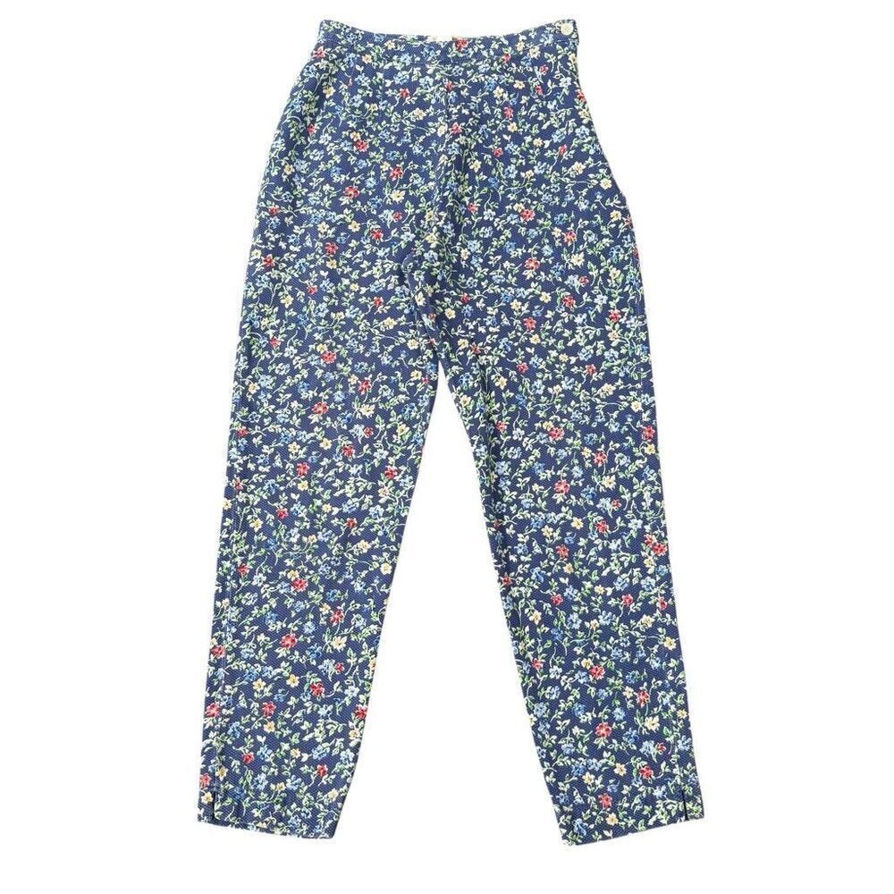 Talbots vintage 100% cotton floral high waist ankle pants size 6